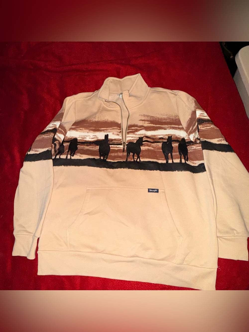 Wrangler Women’s Beige Half-Zip Desert Horse Sweater